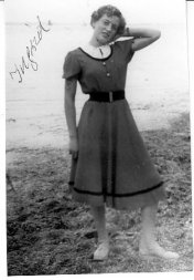 Ingrid modelling her "hand-me-down" dress